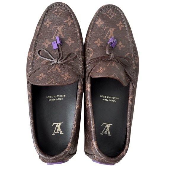 Louis Vuitton Men\'s Monogram Leather Driver Loafers Size 7LV Designer main image 13